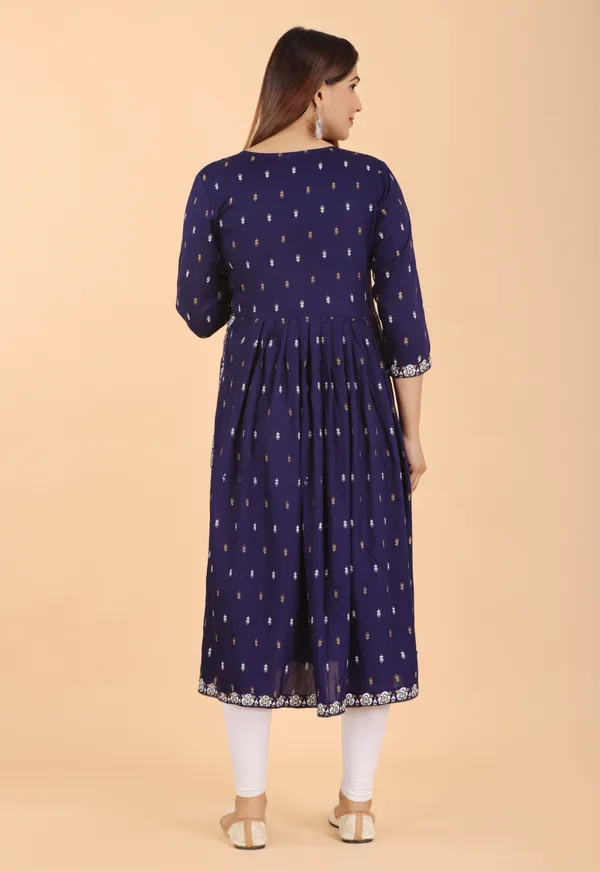 Dark_Blue_Printed_Ethnic_Dress_Kurta_For_Women