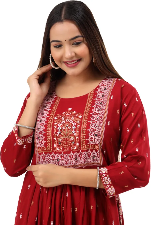 Maroon_Printed_Ethnic_Dress_Kurta_For_Women