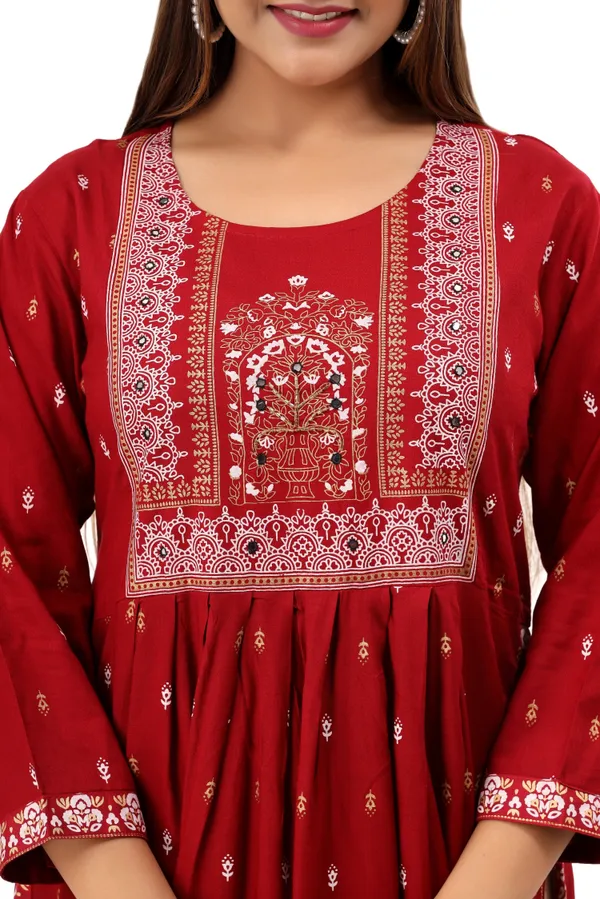 Maroon_Printed_Ethnic_Dress_Kurta_For_Women