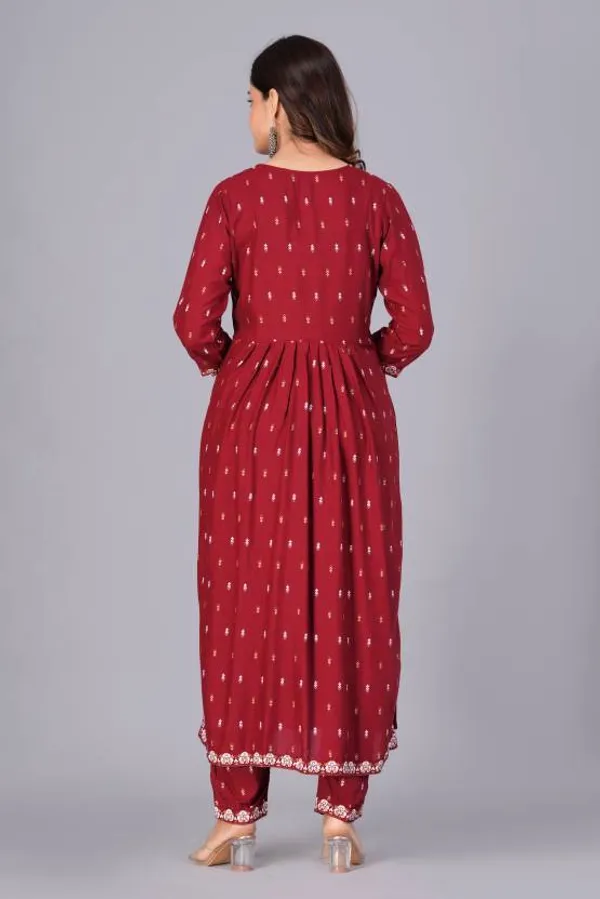 Maroon_Kurta_Pant_Dupatta_Set_For_Women