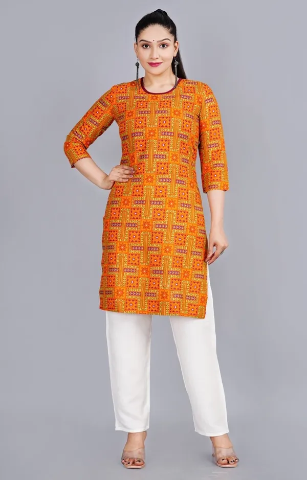 Orange_&_Green_&_Purple_Kurti_Pant_Set_For_Women