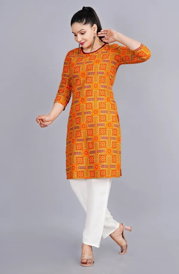 Orange_&_Green_&_Purple_Kurti_Pant_Set_For_Women