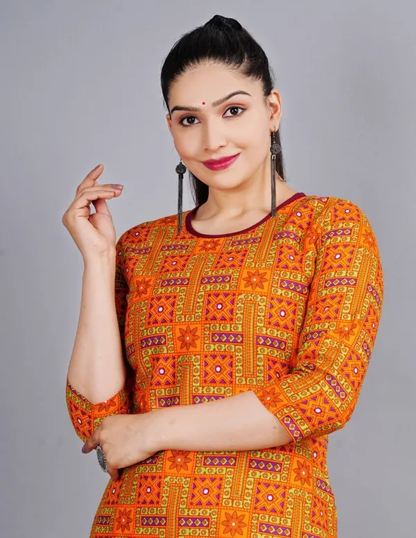 Orange_&_Green_&_Purple_Kurti_Pant_Set_For_Women