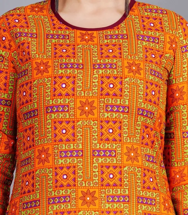Orange_&_Green_&_Purple_Kurti_Pant_Set_For_Women