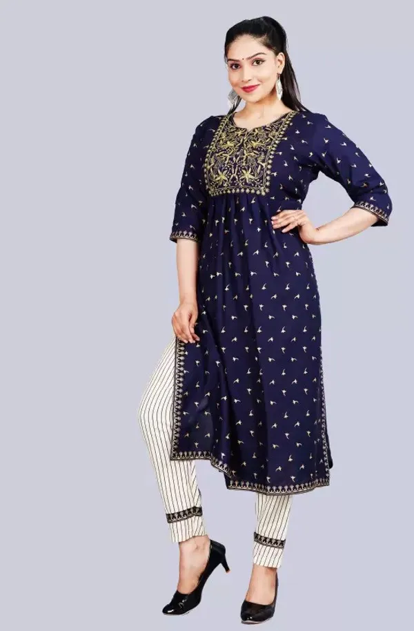 Dark_Blue_Kurta_Pant_Set_For_Women