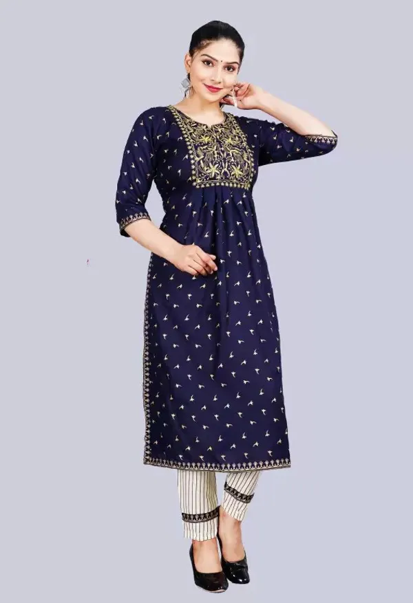 Dark_Blue_Kurta_Pant_Set_For_Women