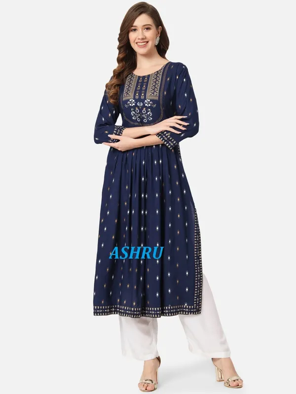 Dark_Blue_Abstract_Frontslit_Kurta_For_Women