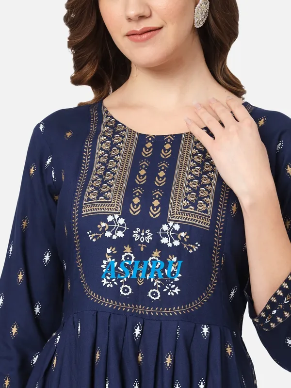Dark_Blue_Abstract_Frontslit_Kurta_For_Women