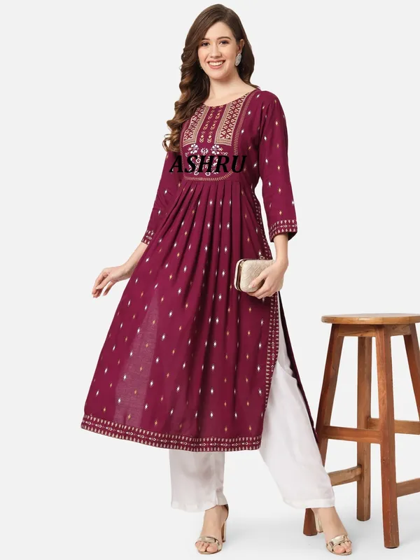 Purple_Abstract_Frontslit_Kurta_For_Women