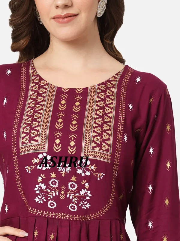Purple_Abstract_Frontslit_Kurta_For_Women
