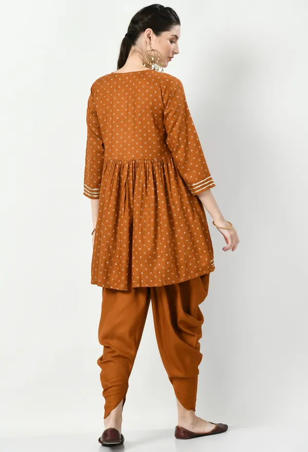 Brown_Kurta_Dhoti_Pant_Set_For_Women