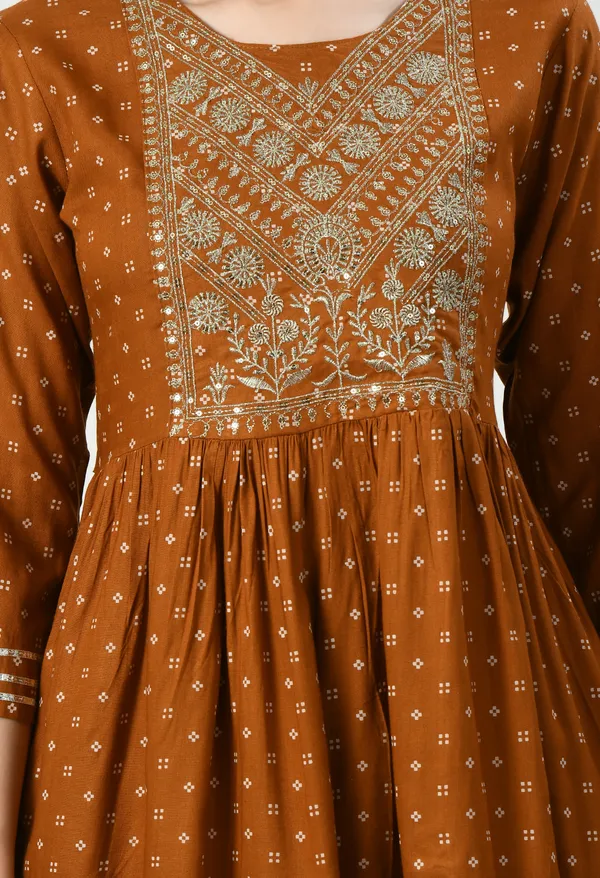 Brown_Kurta_Dhoti_Pant_Set_For_Women