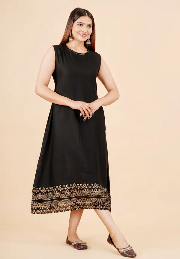 Black_&_Gold_Printed_A-Line_Kurta_For_Women