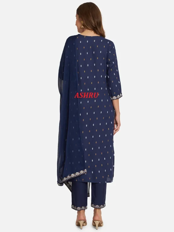 Dark_Blue_Kurta_Pant_Dupatta_Set_For_Women