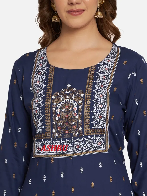 Dark_Blue_Kurta_Pant_Dupatta_Set_For_Women