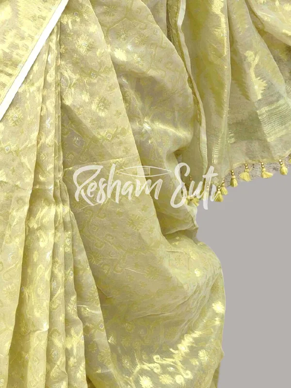 Sage_Green_&_Gold_Resham_Cotton_Jamdani_Saree-Shaola