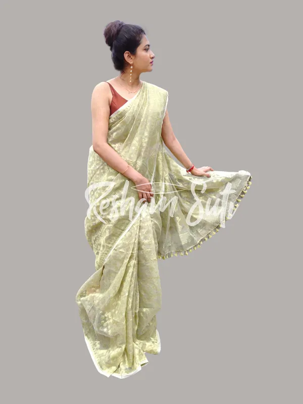 Sage_Green_&_Gold_Resham_Cotton_Jamdani_Saree-Shaola
