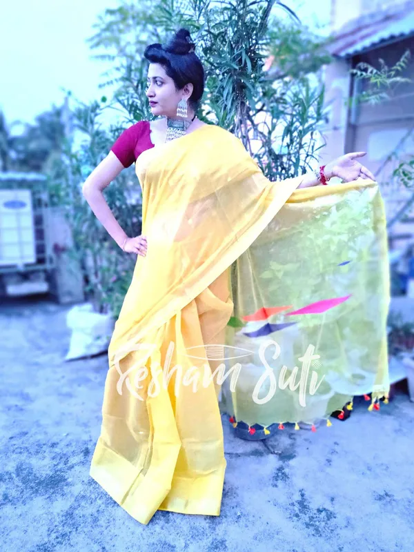 Yellow_Handloom_Cotton_Silk_Saree-Splash_of_Turmeric