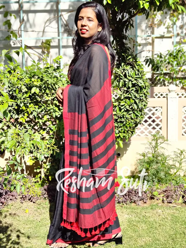 Black_Red_Modal_Cotton_Saree-Caribbean_Nights