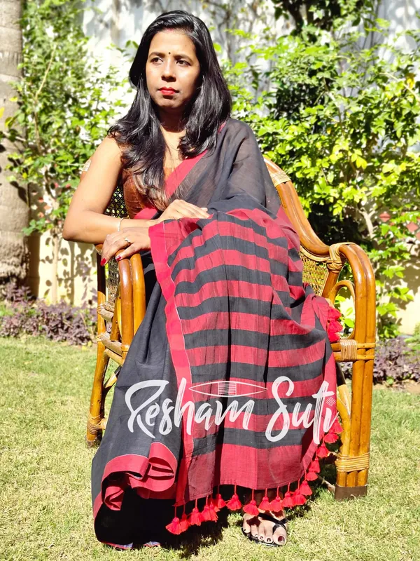 Black_Red_Modal_Cotton_Saree-Caribbean_Nights