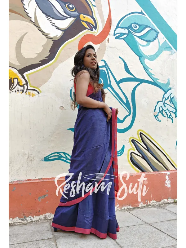 Deep_Blue_&_Red_Stripe_Modal_Cotton_Saree-Deep_Blue_Destiny