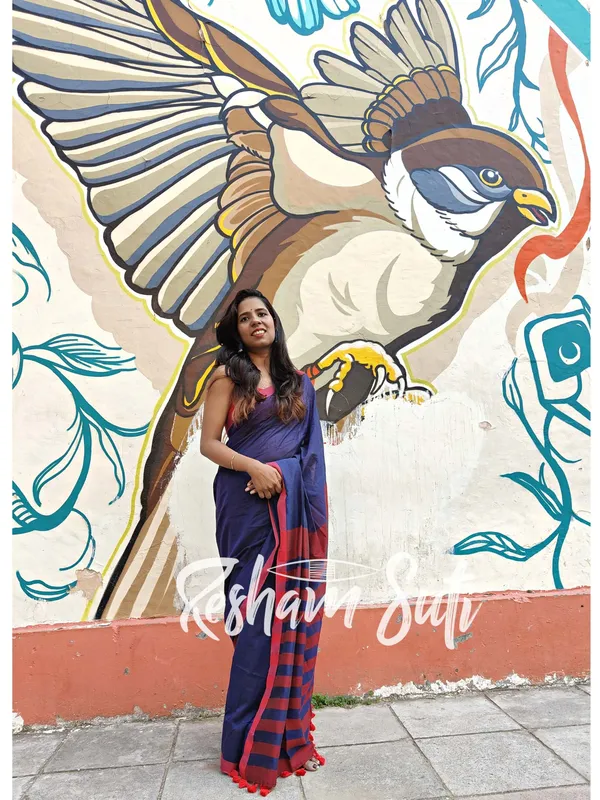 Deep_Blue_&_Red_Stripe_Modal_Cotton_Saree-Deep_Blue_Destiny