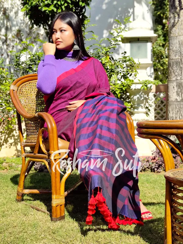 Purple_&_Blue_Stripe_Modal_Cotton_Saree-Royal_Affairs