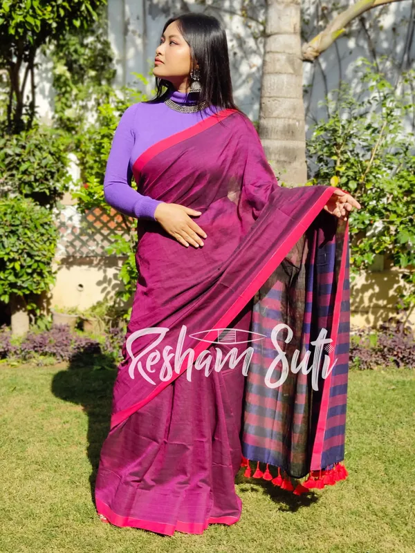 Purple_&_Blue_Stripe_Modal_Cotton_Saree-Royal_Affairs