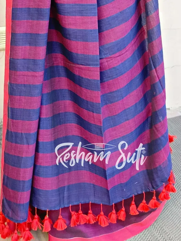 Purple_&_Blue_Stripe_Modal_Cotton_Saree-Royal_Affairs