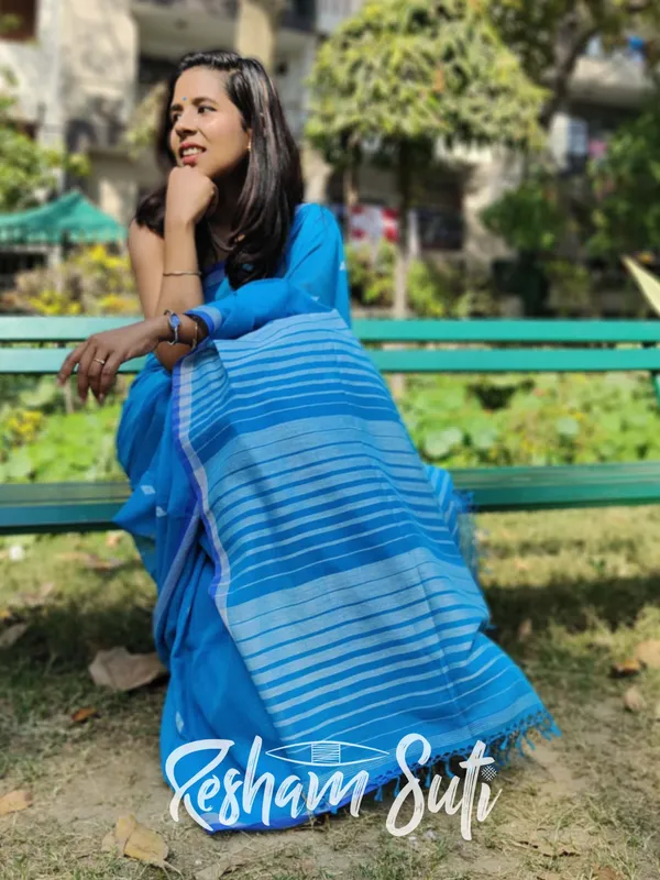 Aqua_Blue_&_White_Handwoven_Cotton_Jamdani_Saree-Aasman_Ke_Pare