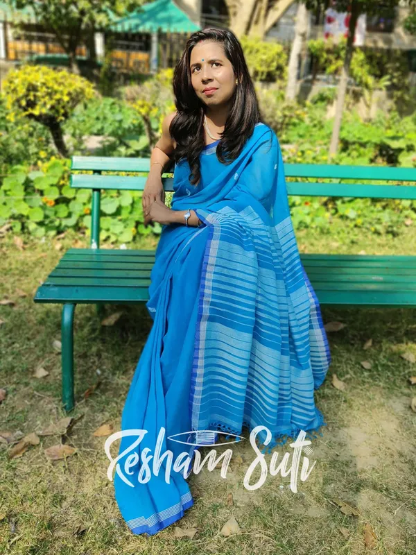 Aqua_Blue_&_White_Handwoven_Cotton_Jamdani_Saree-Aasman_Ke_Pare