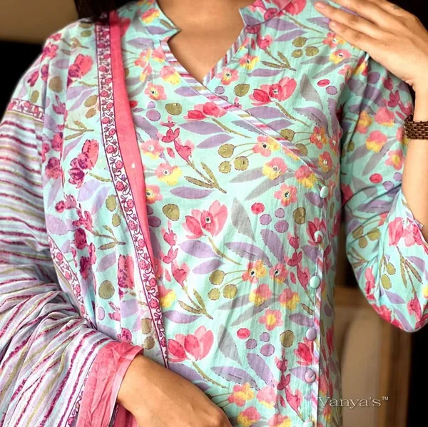 Multi_Blue_Cotton_Kurti_With_Pant_And_Dupatta_For_Women