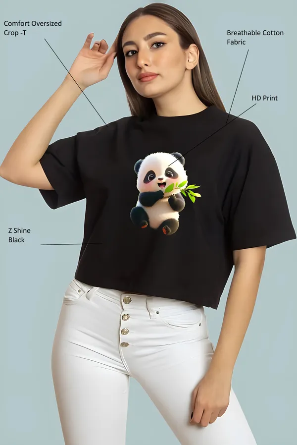 Black_Cute_Panda_Printed_Crop_Oversized_T-Shirt_For_Women