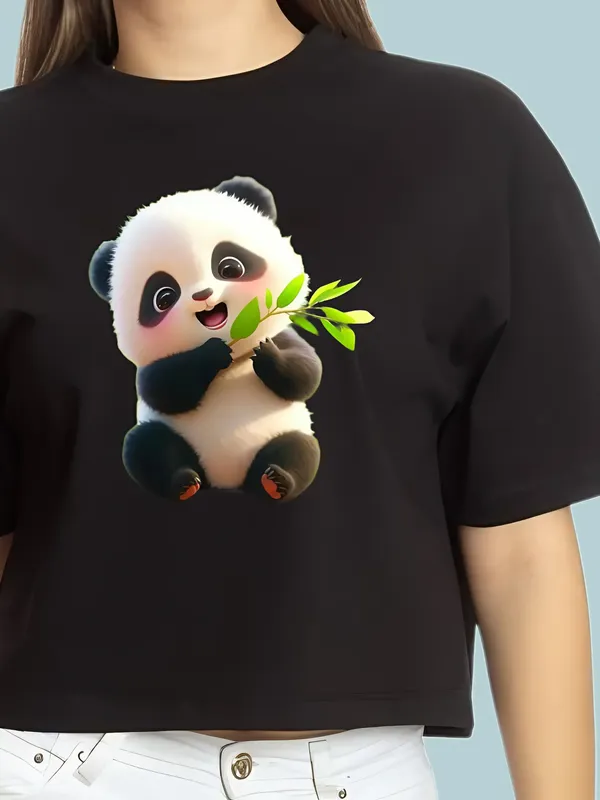 Black_Cute_Panda_Printed_Crop_Oversized_T-Shirt_For_Women
