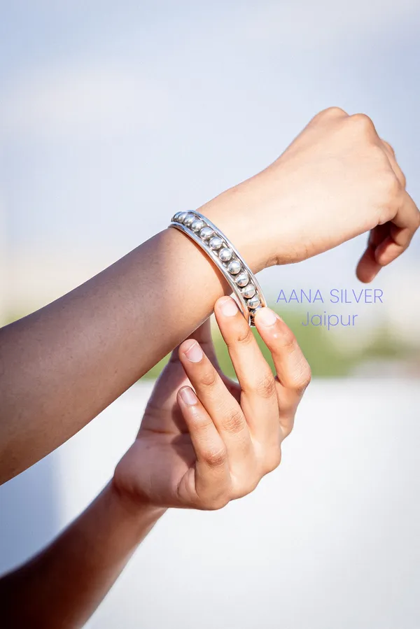 925_Pure_Sterling_Silver_|_Aabharan_Cluster_Kada_Bracelet_|_Well_Stamped_&_Hallmarked