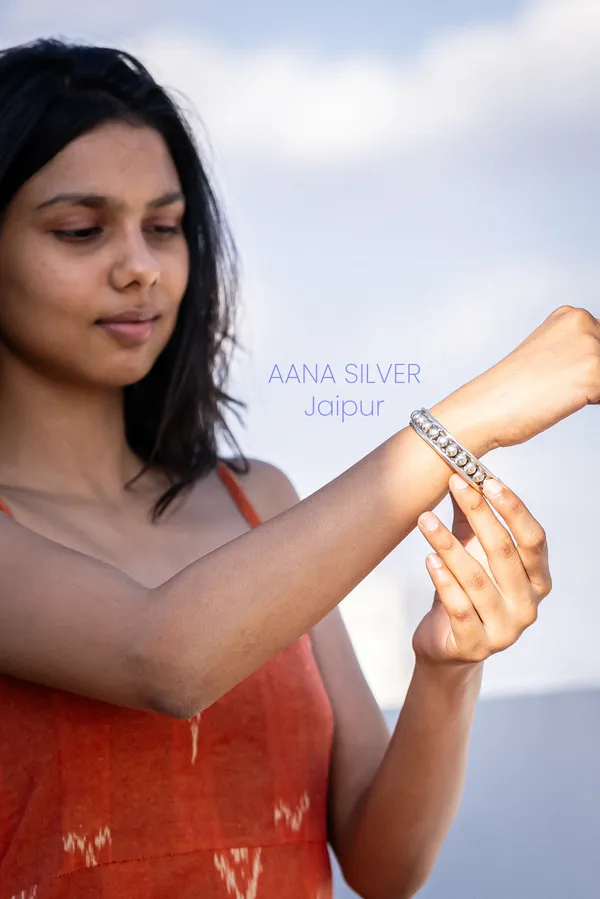 925_Pure_Sterling_Silver_|_Aabharan_Cluster_Kada_Bracelet_|_Well_Stamped_&_Hallmarked