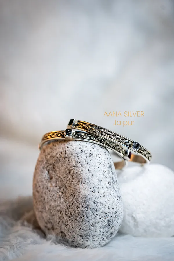 925_Pure_Sterling_Silver_|_Aabharan_Stone_Studded_Bangles_|_Well_Stamped_&_Hallmarked