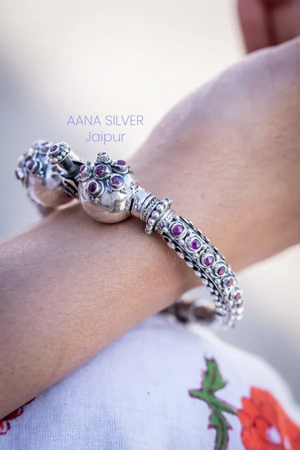 925_Pure_Sterling_Silver_|_Aabharan_Stone_Studded_Jadau_Kada_|_Well_Stamped_&_Hallmarked
