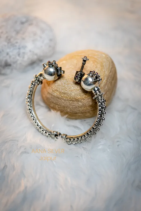 925_Pure_Sterling_Silver_|_Aabharan_Stone_Studded_Jadau_Kada_|_Well_Stamped_&_Hallmarked