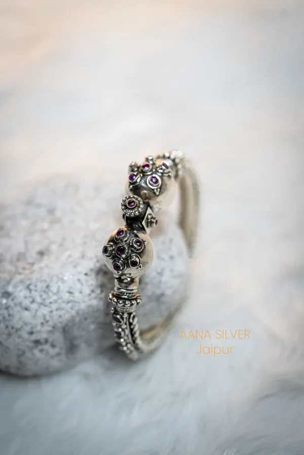 925_Pure_Sterling_Silver_|_Aabharan_Stone_Studded_Jadau_Kada_|_Well_Stamped_&_Hallmarked