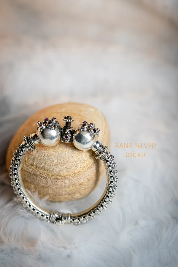 925_Pure_Sterling_Silver_|_Aabharan_Stone_Studded_Jadau_Kada_|_Well_Stamped_&_Hallmarked