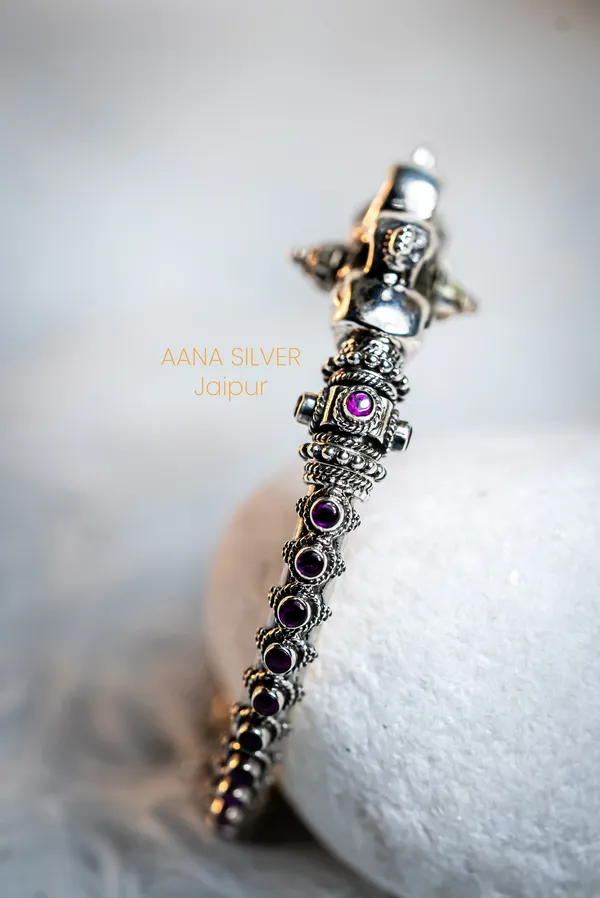 925_Pure_Sterling_Silver_|_Aabharan_Peacock_Jadau_Kada_|_Well_Stamped_&_Hallmarked