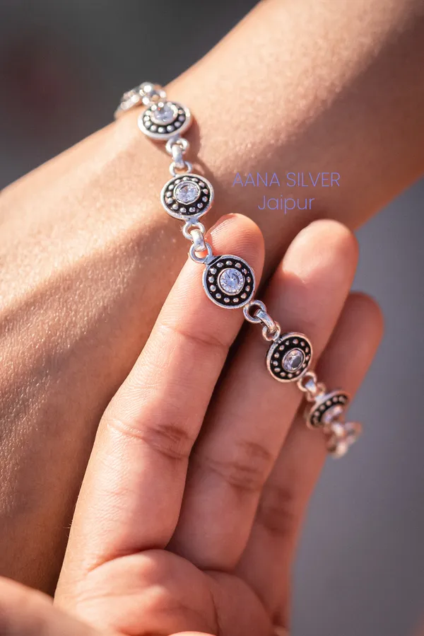925_Pure_Sterling_Silver_|_Aabharan_Stone_Studded_Bracelet_|_Well_Stamped_&_Hallmarked