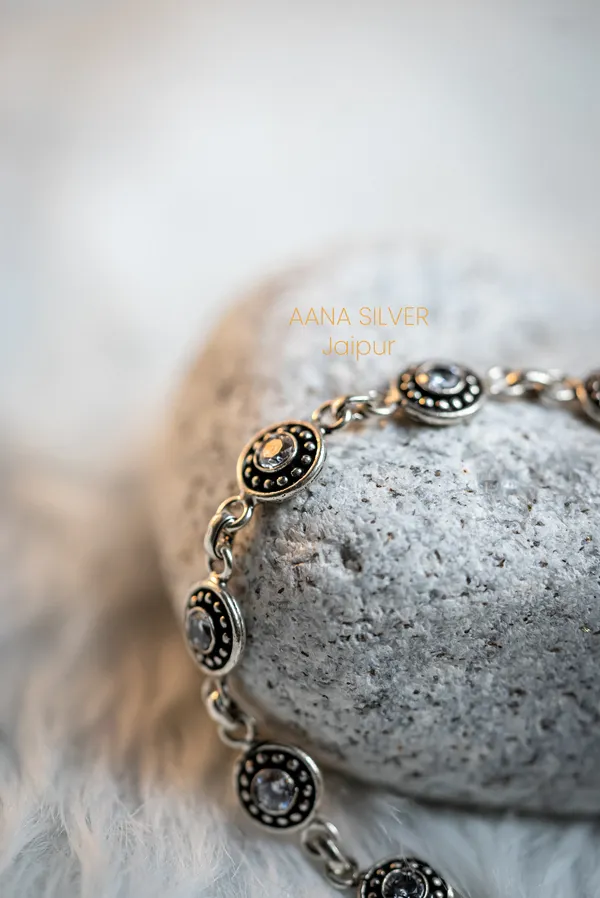 925_Pure_Sterling_Silver_|_Aabharan_Stone_Studded_Bracelet_|_Well_Stamped_&_Hallmarked