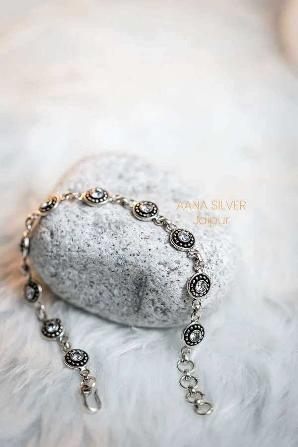 925_Pure_Sterling_Silver_|_Aabharan_Stone_Studded_Bracelet_|_Well_Stamped_&_Hallmarked