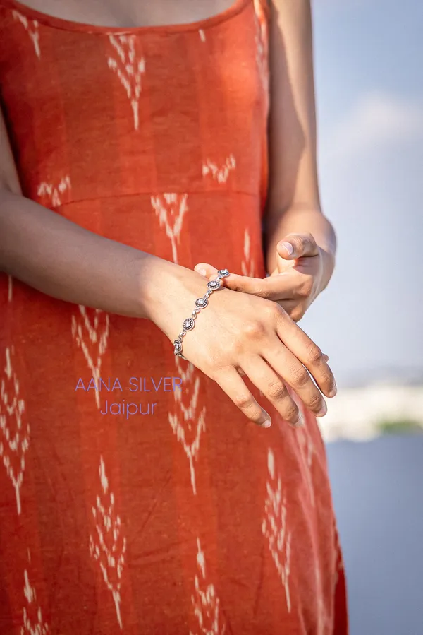 925_Pure_Sterling_Silver_|_Aabharan_Stone_Studded_Statement_Bracelet_|_Well_Stamped_&_Hallmarked