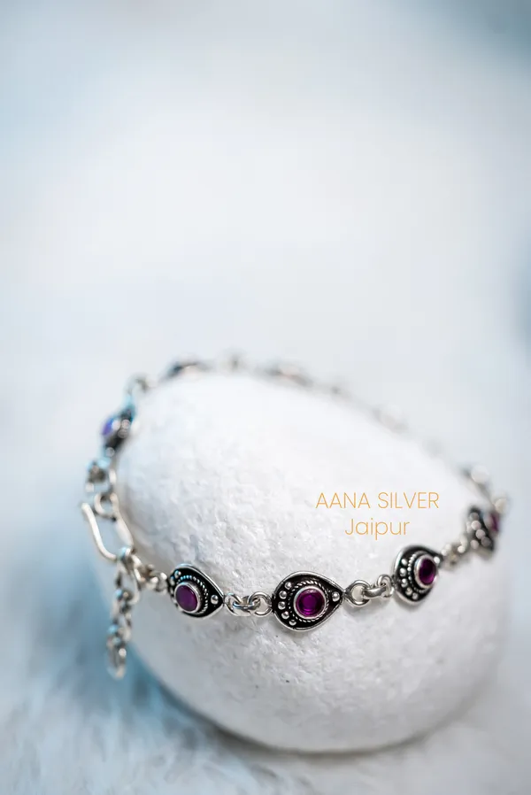 925_Pure_Sterling_Silver_|_Aabharan_Stone_Studded_Bracelet_|_Well_Stamped_&_Hallmarked