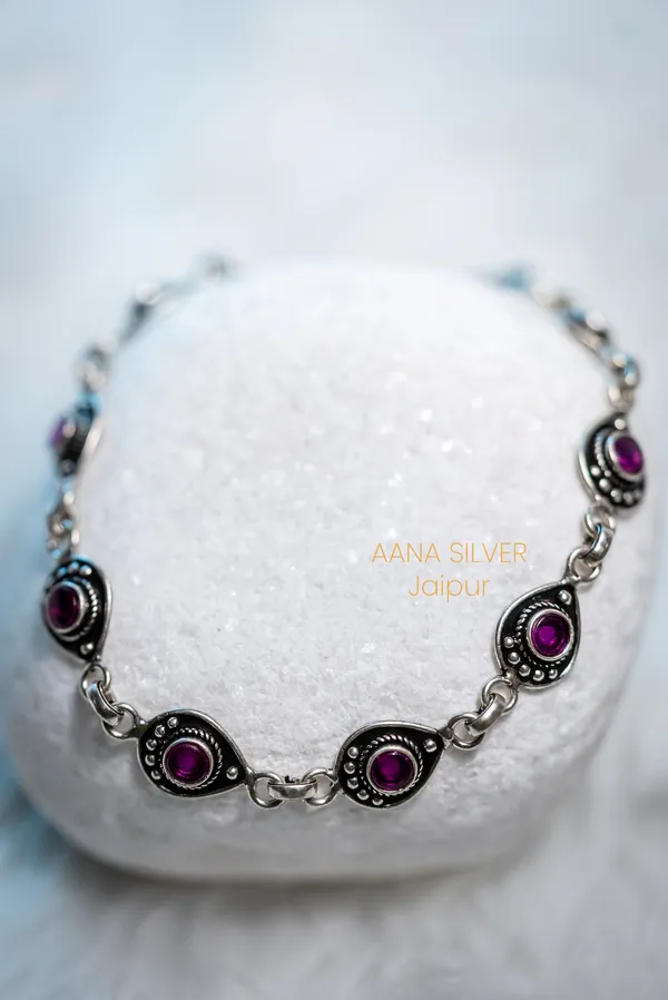 925_Pure_Sterling_Silver_|_Aabharan_Stone_Studded_Bracelet_|_Well_Stamped_&_Hallmarked