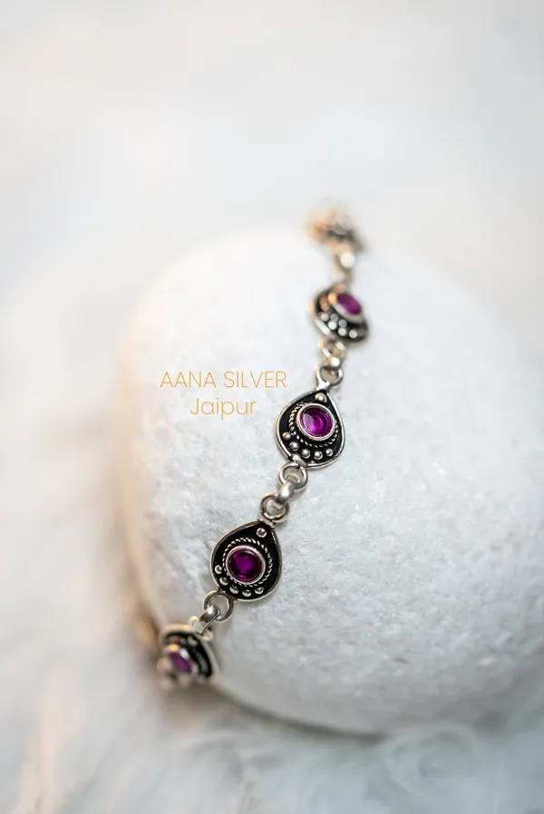 925_Pure_Sterling_Silver_|_Aabharan_Stone_Studded_Bracelet_|_Well_Stamped_&_Hallmarked
