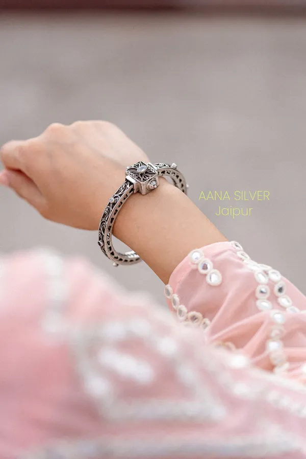 925_Pure_Sterling_Silver_|_Saundarya_Unique_Kada_|_Well_Stamped_&_Hallmarked